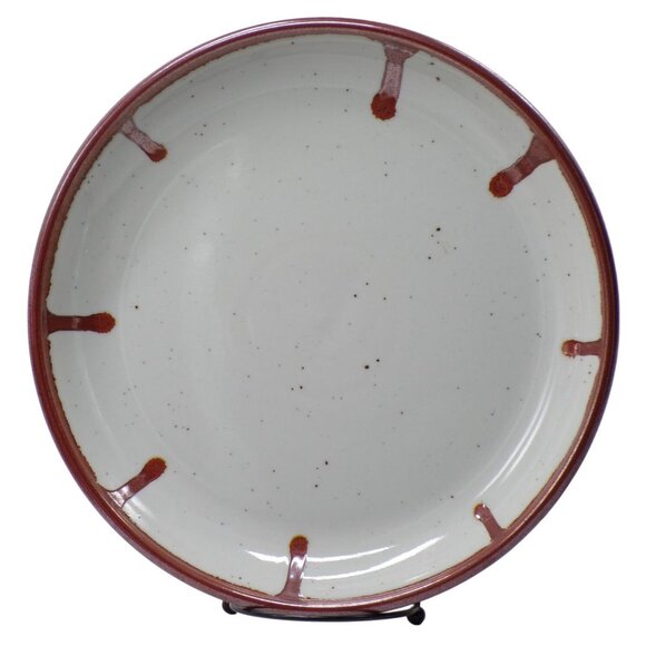 Lauffer (2) Firethorn Burgundy Drip & Speckle Stoneware Coupe Dinner Plates - Picture 5 of 9